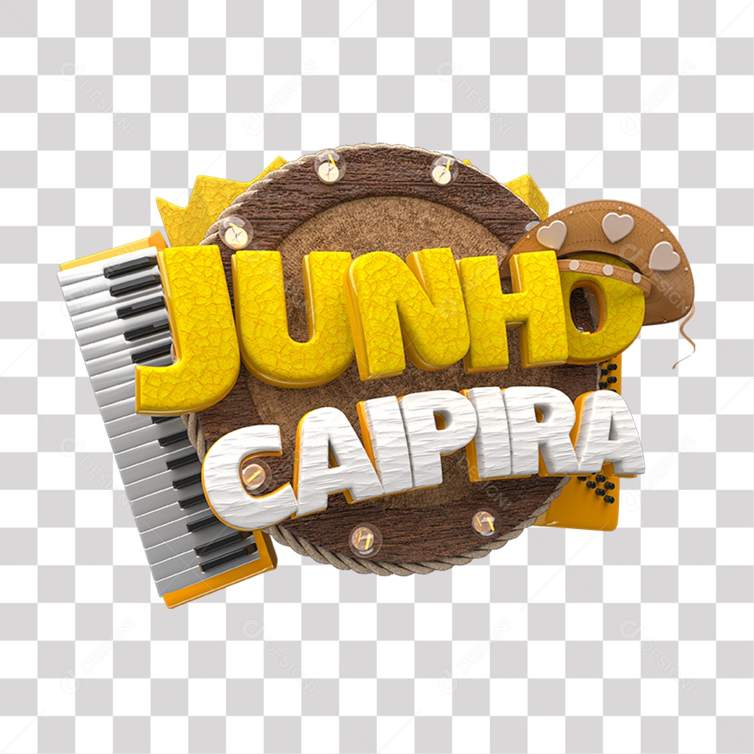 Selo 3D Junho Caipira PNG Transparente