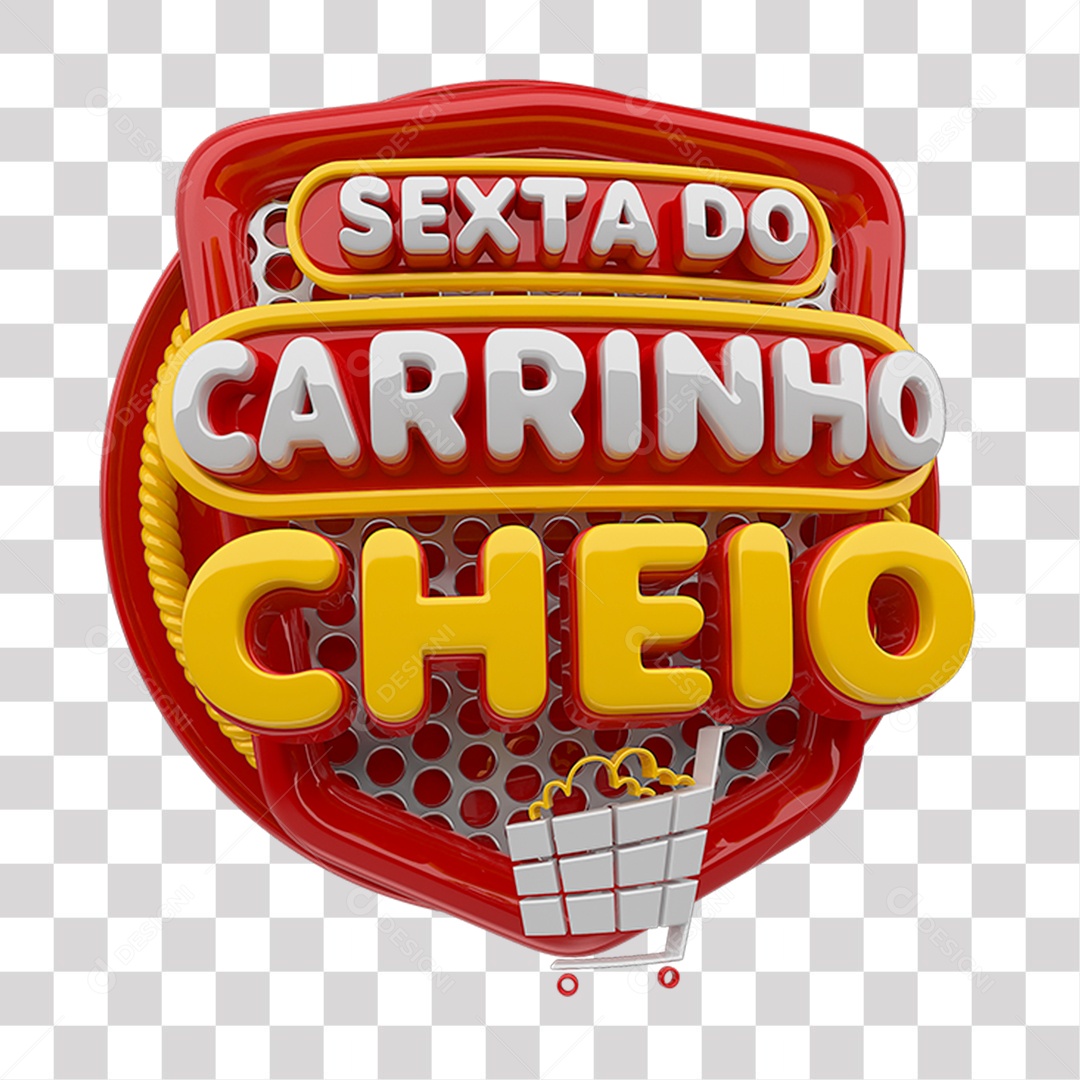 Selo 3D Sexta do Carrinho Cheio PNG Transparente