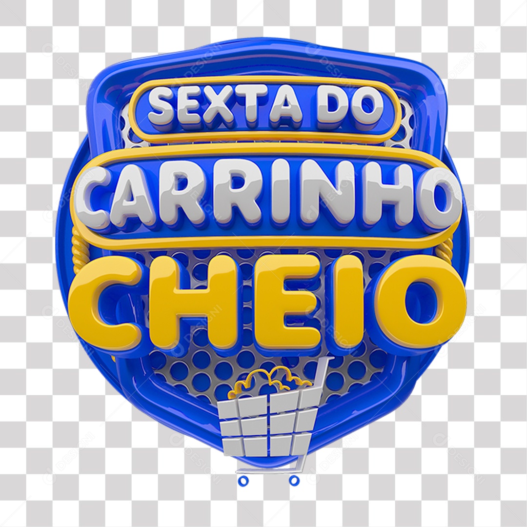 Selo 3D Sexta do Carrinho Cheio PNG Transparente