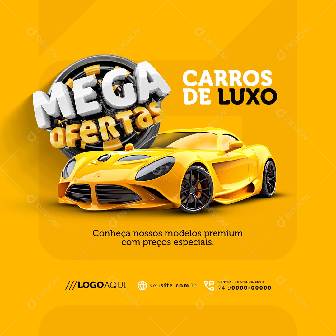 Mega Ofertas Concessionária Carros de Luxo Social Media PSD Editável