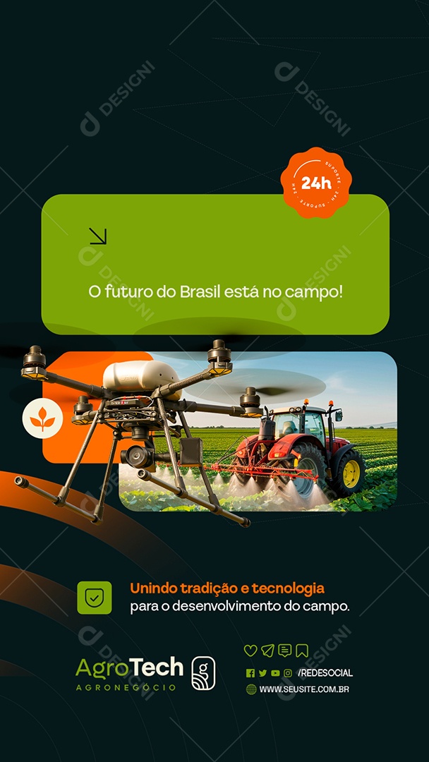 Story Agro Tech Drones Unindo Tradição e Tecnologia Social Media PSD Editável