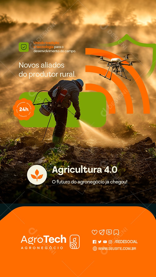 Story Social Media Agro Tech Drones Novos Aliados do Produtor Rural PSD Editável