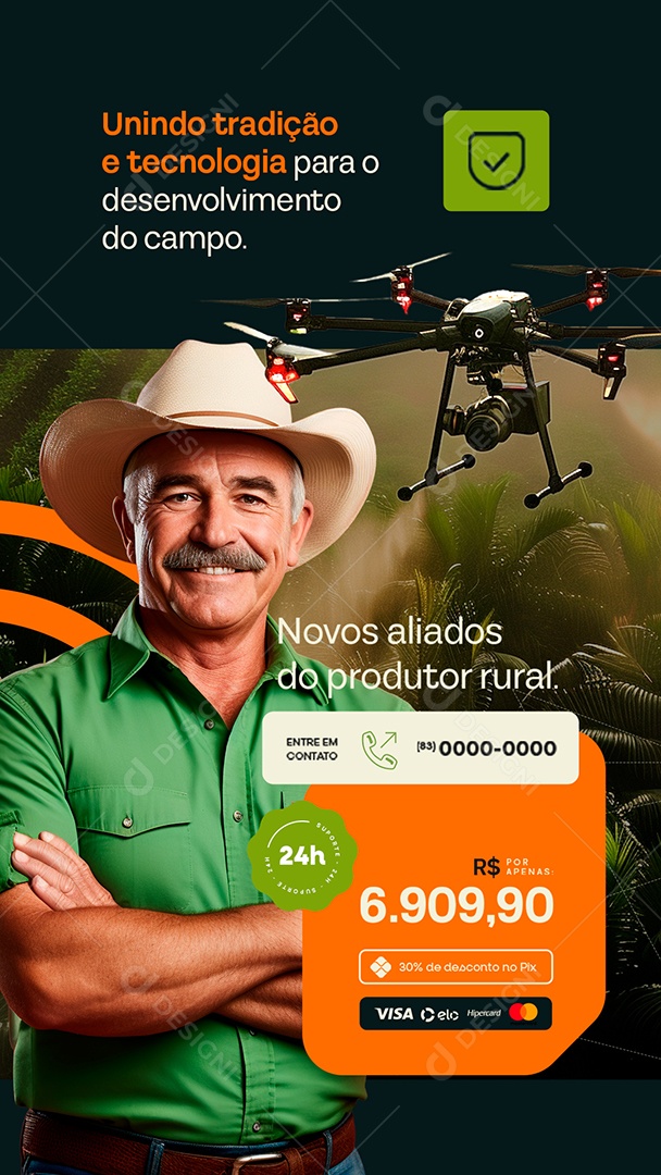 Story Agro Tech Drones Novos Aliados do Produtor Rural Social Media PSD Editável