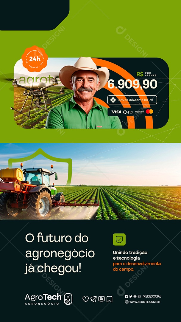 Story Agro Tech Drones O Futuro do Agronegócio Já Chegou Social Media PSD Editável