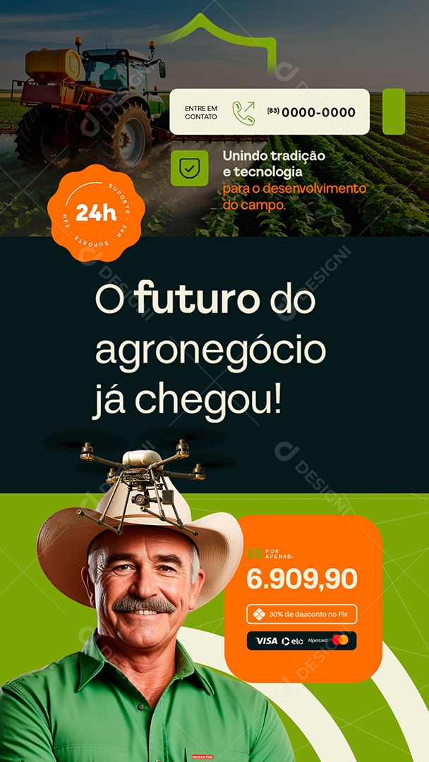 Story Agro Tech Drones Unindo Tradição e Tecnologia Social Media PSD Editável