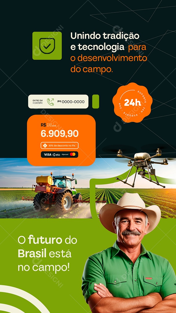 Story Agro Tech Drones O Futuro do Brasil Está no Campo Social Media PSD Editável