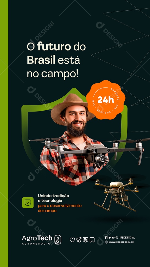 Story Agro Tech Drones O Futuro do Brasil Está no Campo Social Media PSD Editável