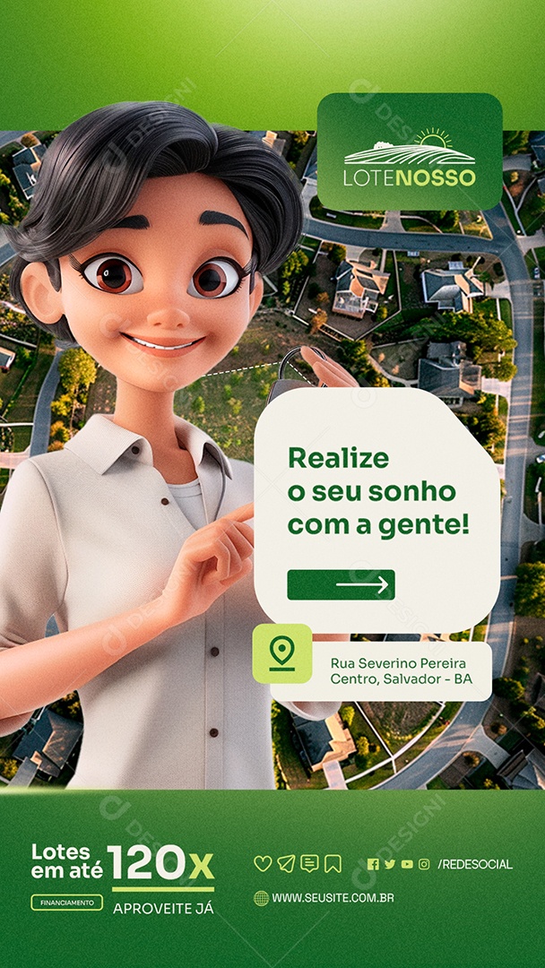 Story Loteamento Realize o Seu Sonho Com a Gente Social Media PSD Editável