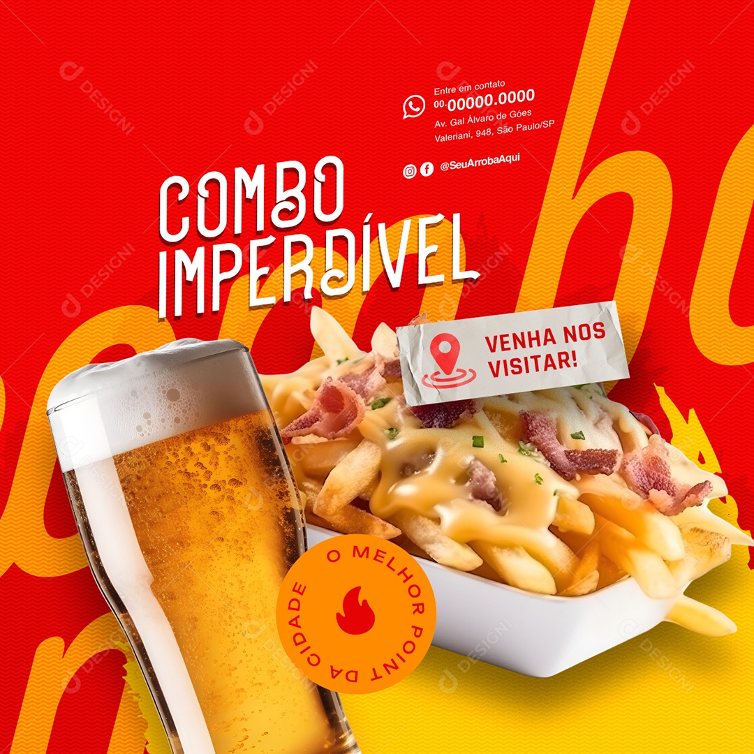 Barzinho Combo Imperdível Venha nos Visitar Social Media PSD Editável