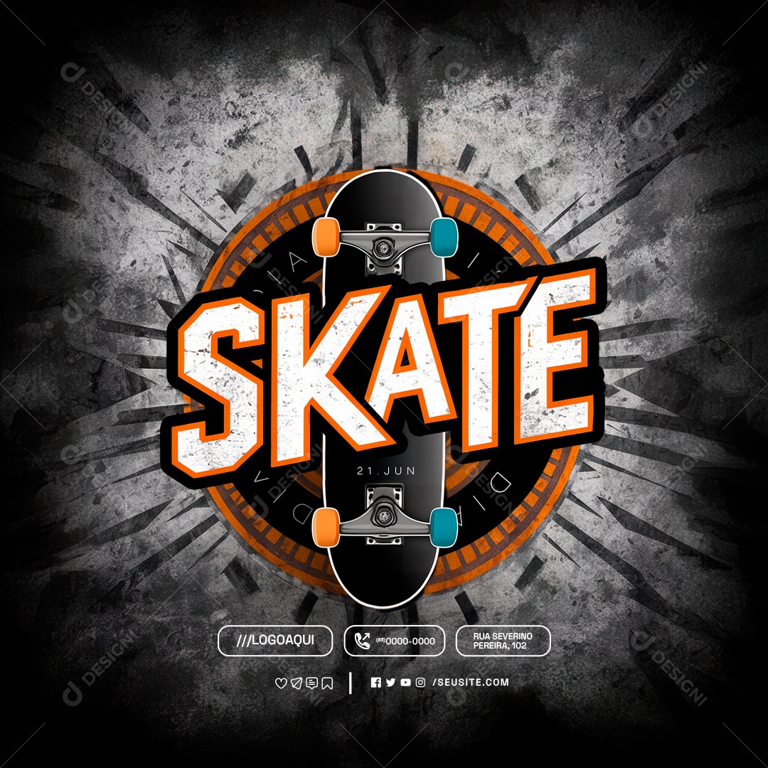 World Skate Day June 21st Social Media PSD Editable