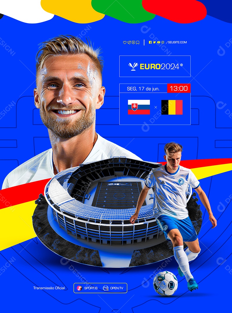 Euro 2024 Transmissão Oficial Sport Open Tv Social Media PSD Editável