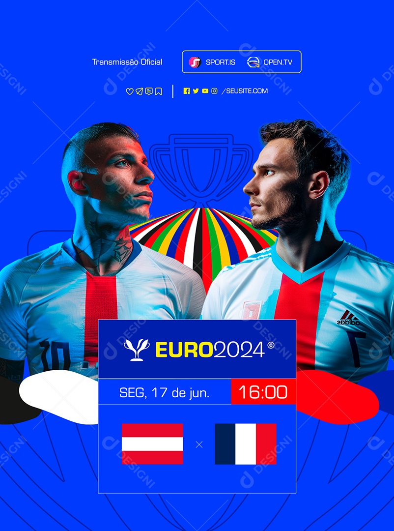 Euro 2024 Transmissão Oficial Sport Social Media PSD Editável