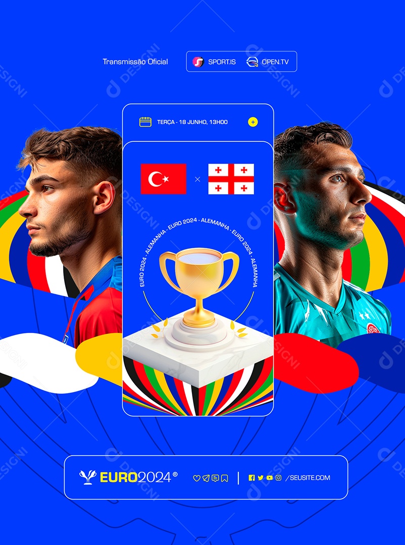 Euro 2024 Alemanha Transmissão Oficial Social Media PSD Editável