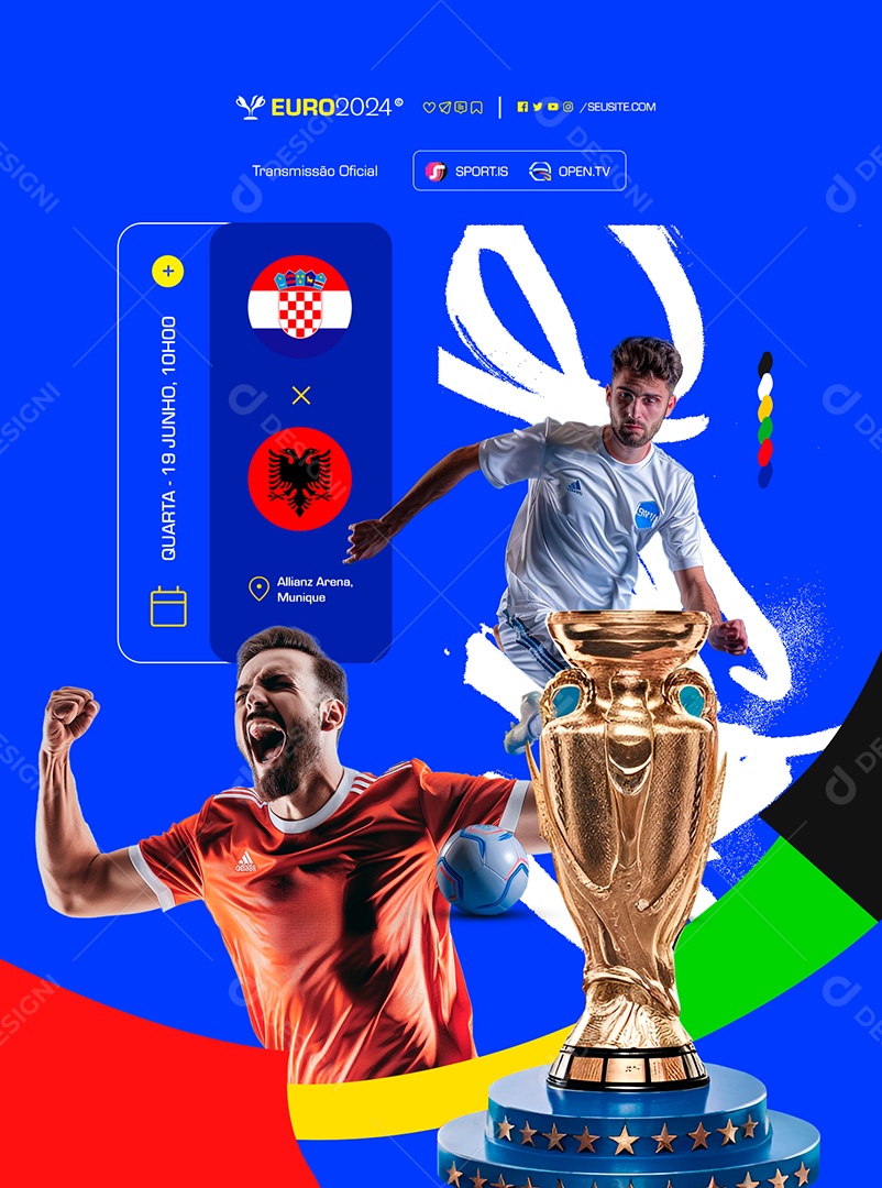 Euro 2024 Transmissão Oficial Sports Social Media PSD Editável