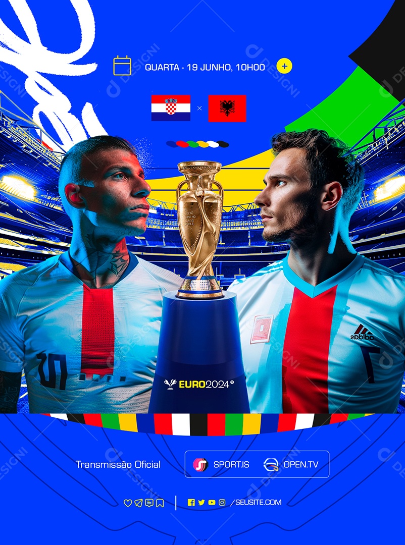 Euro 2024 Transmissão Oficial Social Media PSD Editável