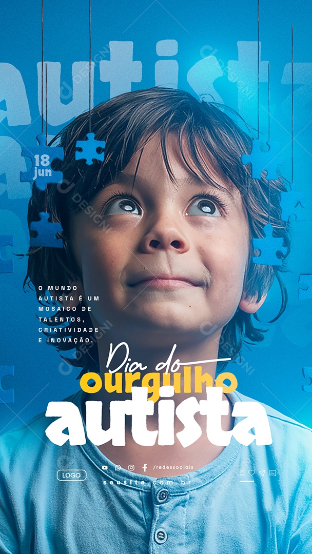 Story Social Media Dia do Orgulho Autista 18 de Junho PSD Editável