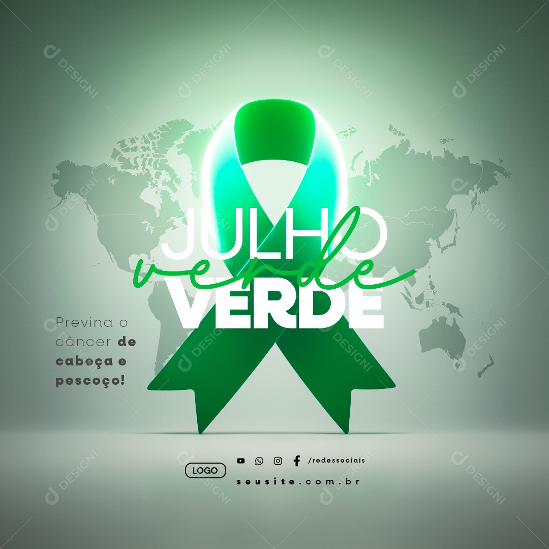 Green July Prevent Head and Neck Cancer Editable Social Media PSD