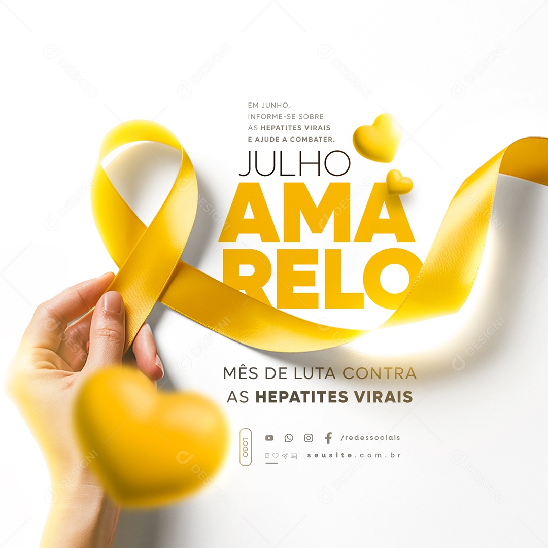 Julho Amarelo Mês de Luta Contra as Hepatites Virais Social Media PSD Editável