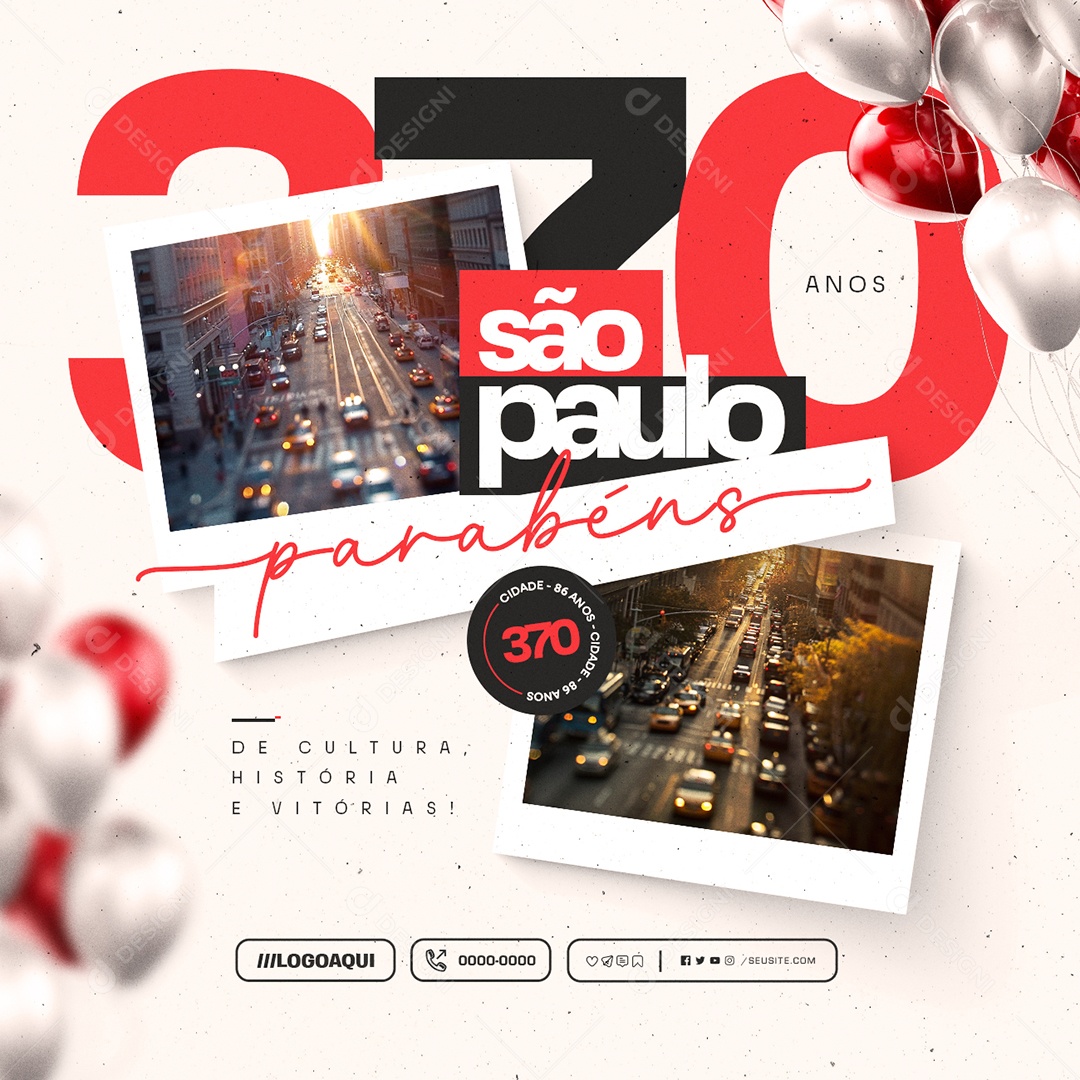 Parabéns São Paulo 370 Anos Social Media PSD Editável