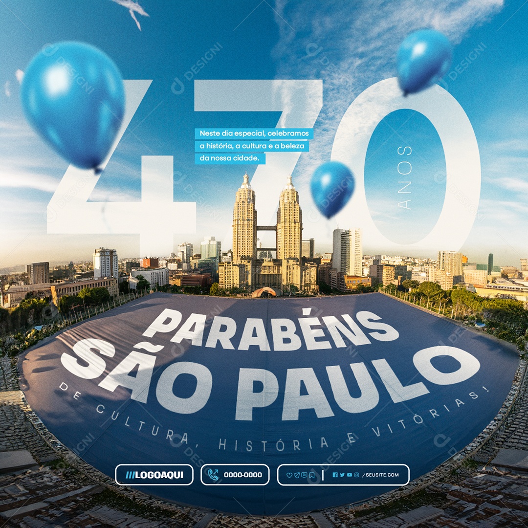 Parabéns São Paulo 470 Anos Social Media PSD Editável