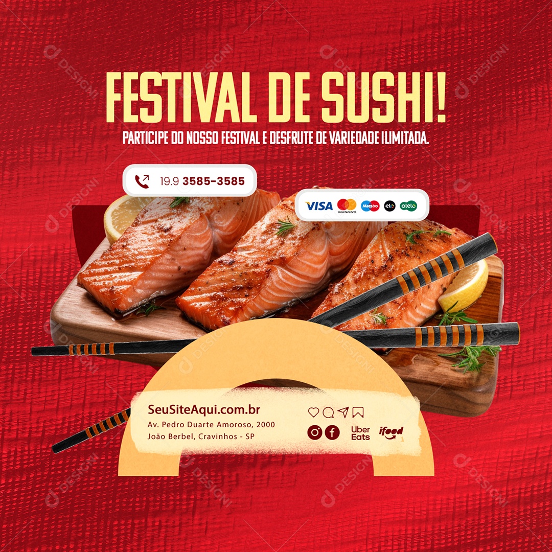 Festival de Sushi Social Media PSD Editável