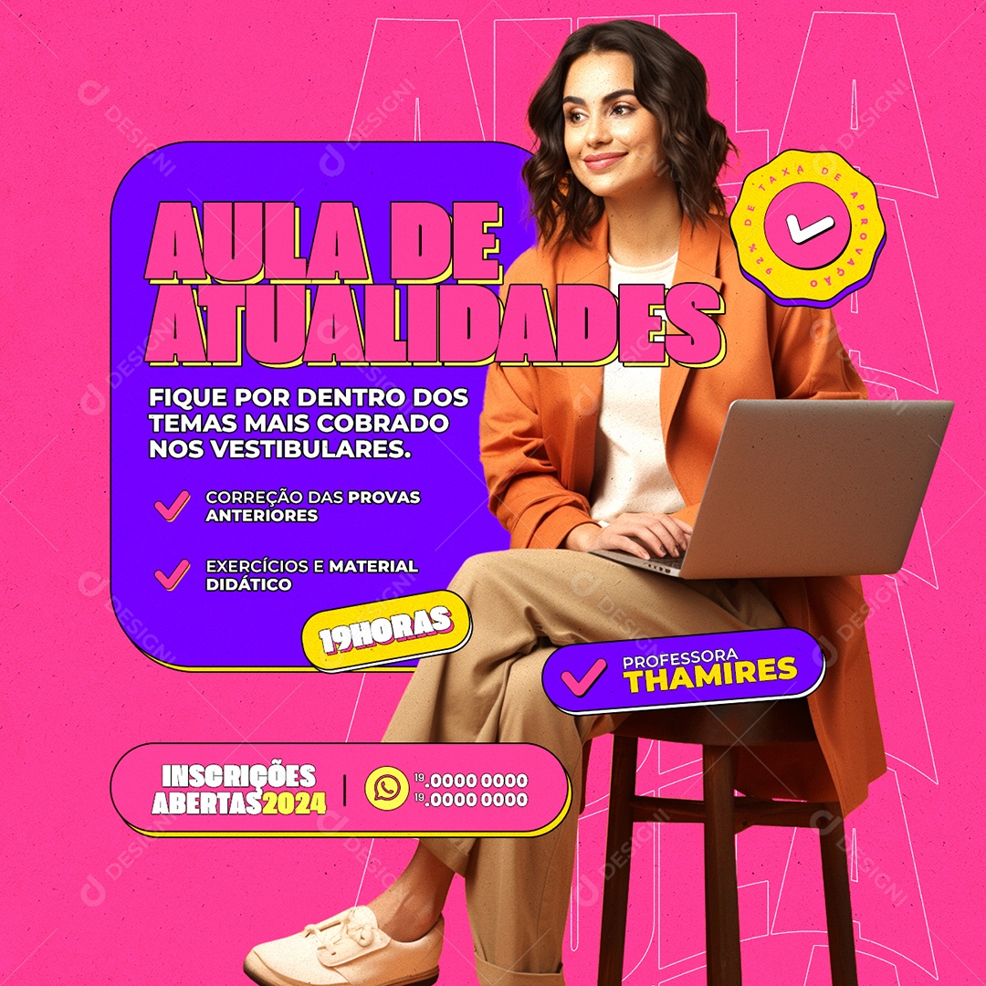 Aula de Atualidades Social Media PSD Editável