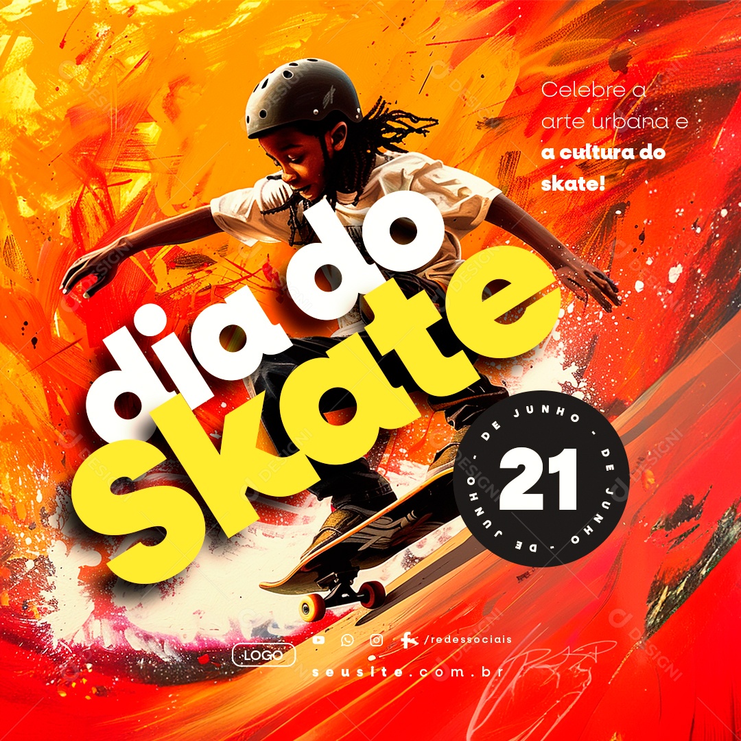 Dia do Skate 21 de Junho Cultura Social Media PSD Editável