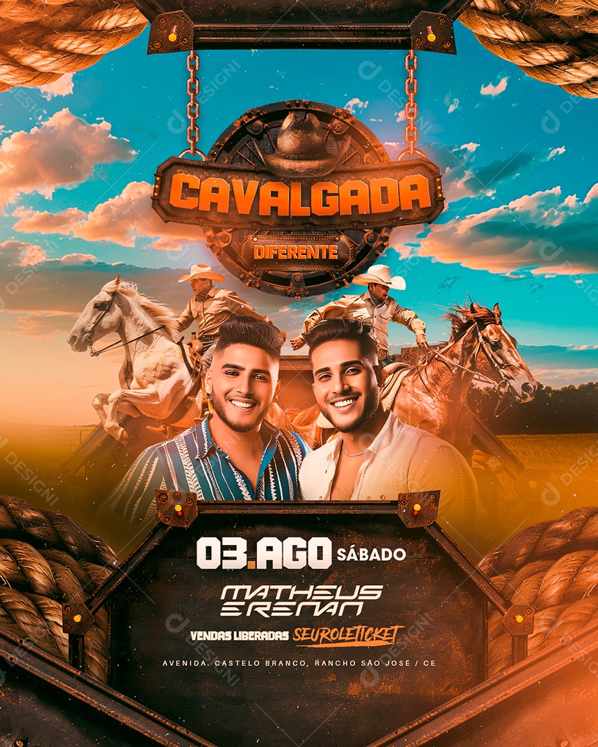 Flyer Calvagada Matheus e Renan Social Media PSD Editável