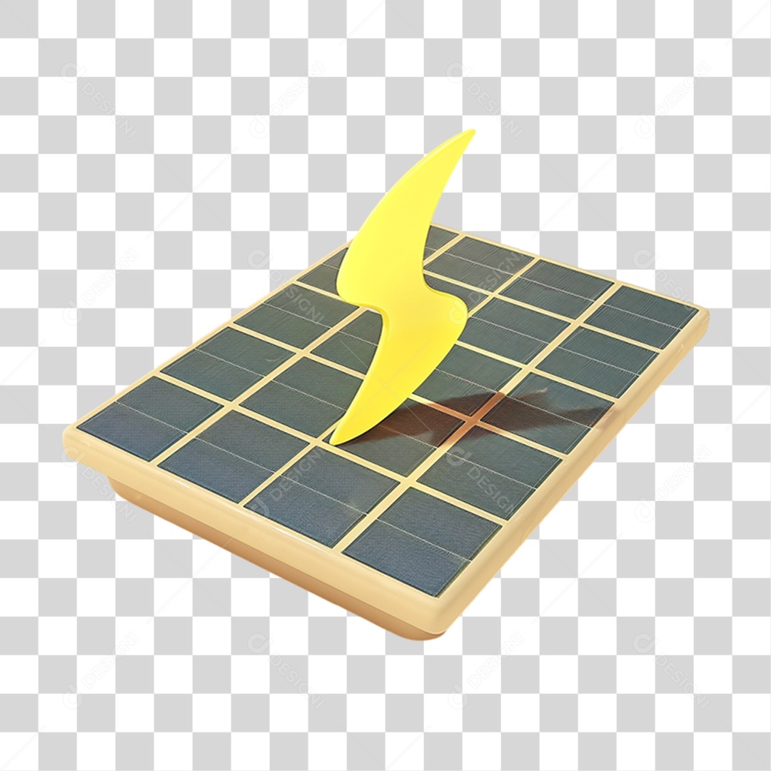 Elemento 3D Placa Solar PNG Transparente