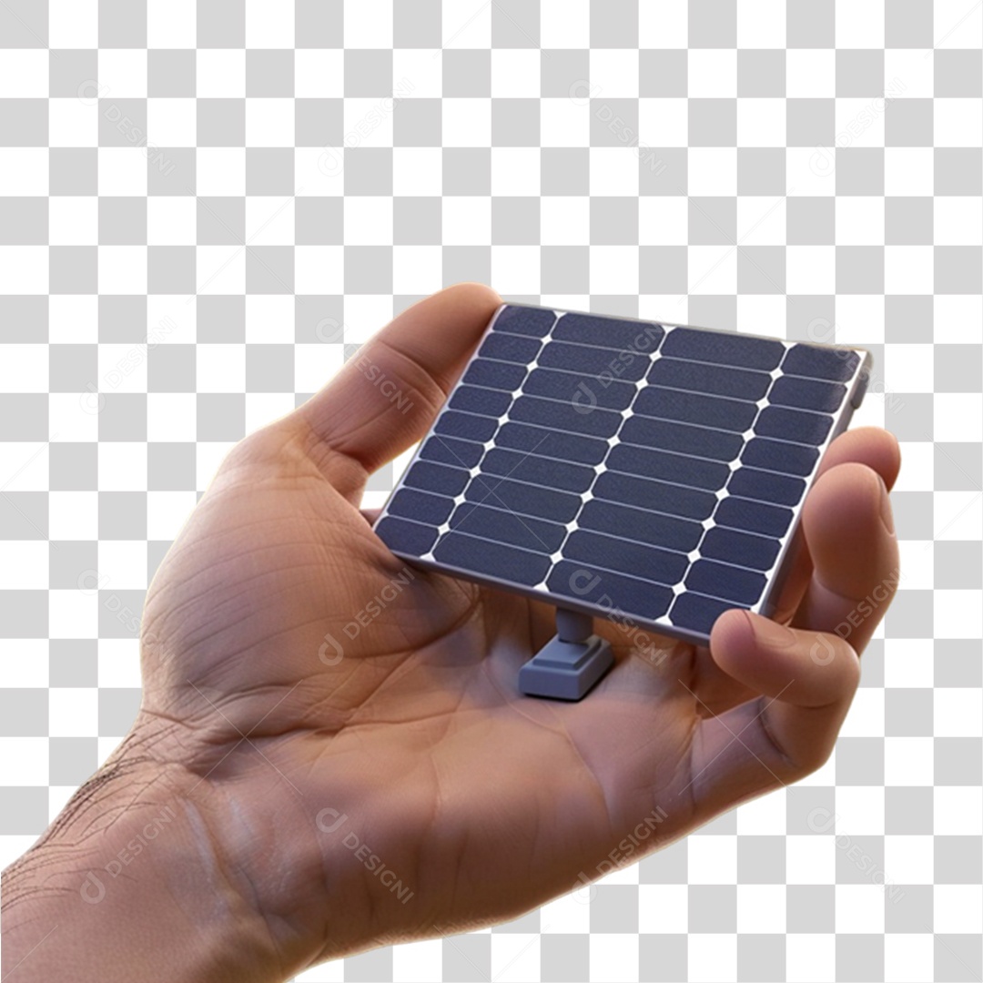 Elemento 3D Mãos Segurando Placa Solar PNG Transparente