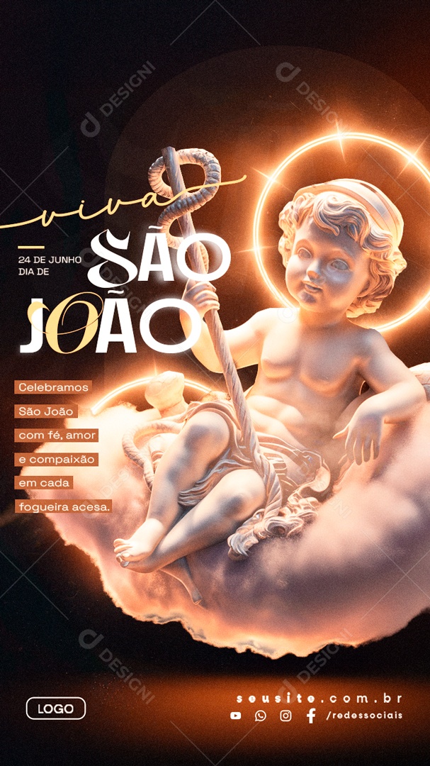 Story Dia de São João 24 de Junho Celebramos com Amor e Compaixão Social Media PSD Editável