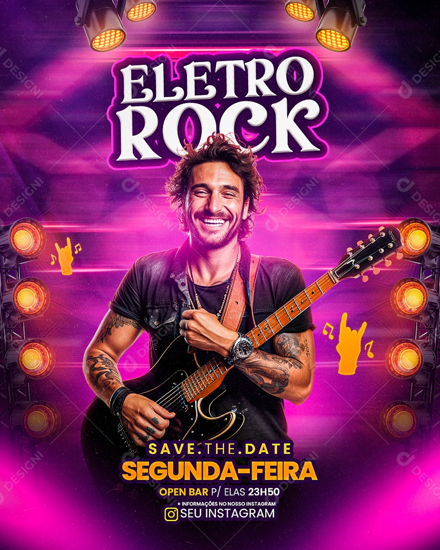 Flyer Artista Eletro Rock Social Media PSD Editável