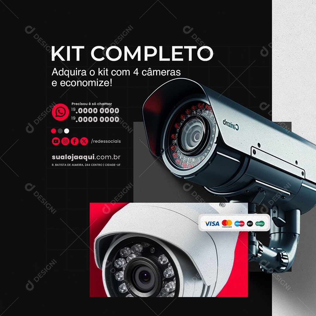 Kit Completo Adquira 4 Câmera e Economize Social Media PSD Editável