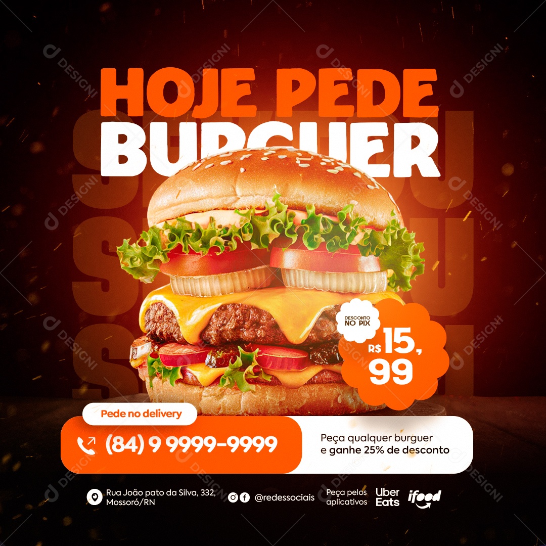 Peça Qualquer Burguer e Ganhe Desconto Social Media PSD Editável