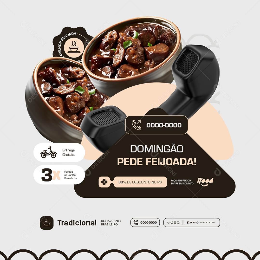 Domingão Pede Feijoada Social Media PSD Edtável