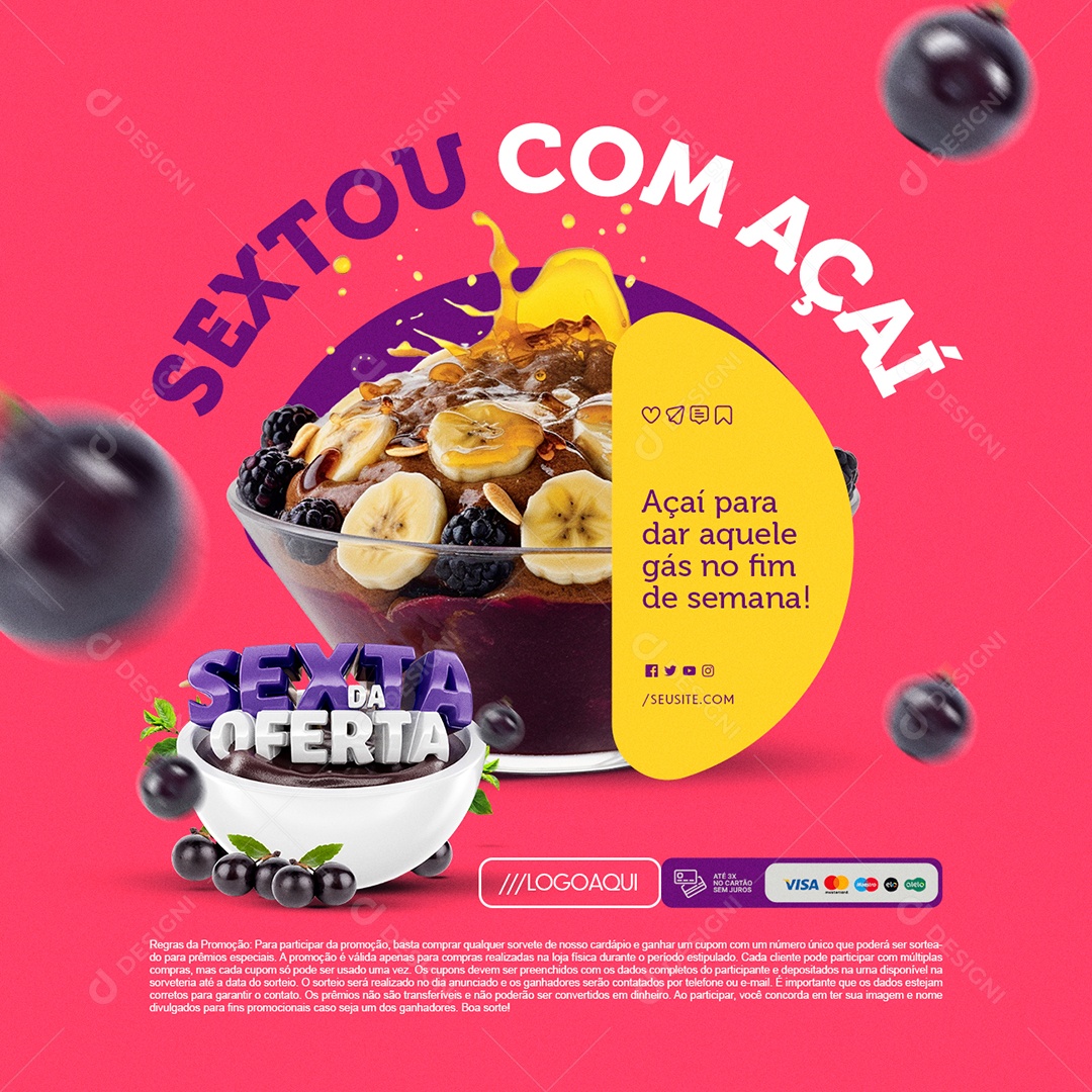 Sexta da Oferta Açaí para dar Aquele Gás no Fim de Semana Social Media PSD Editável