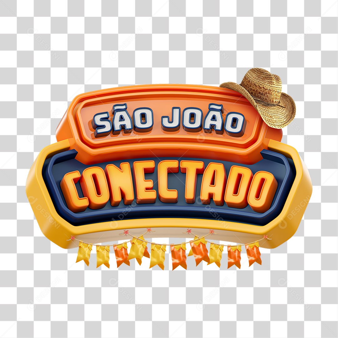 Selo 3D São João Conectado PNG Transparente