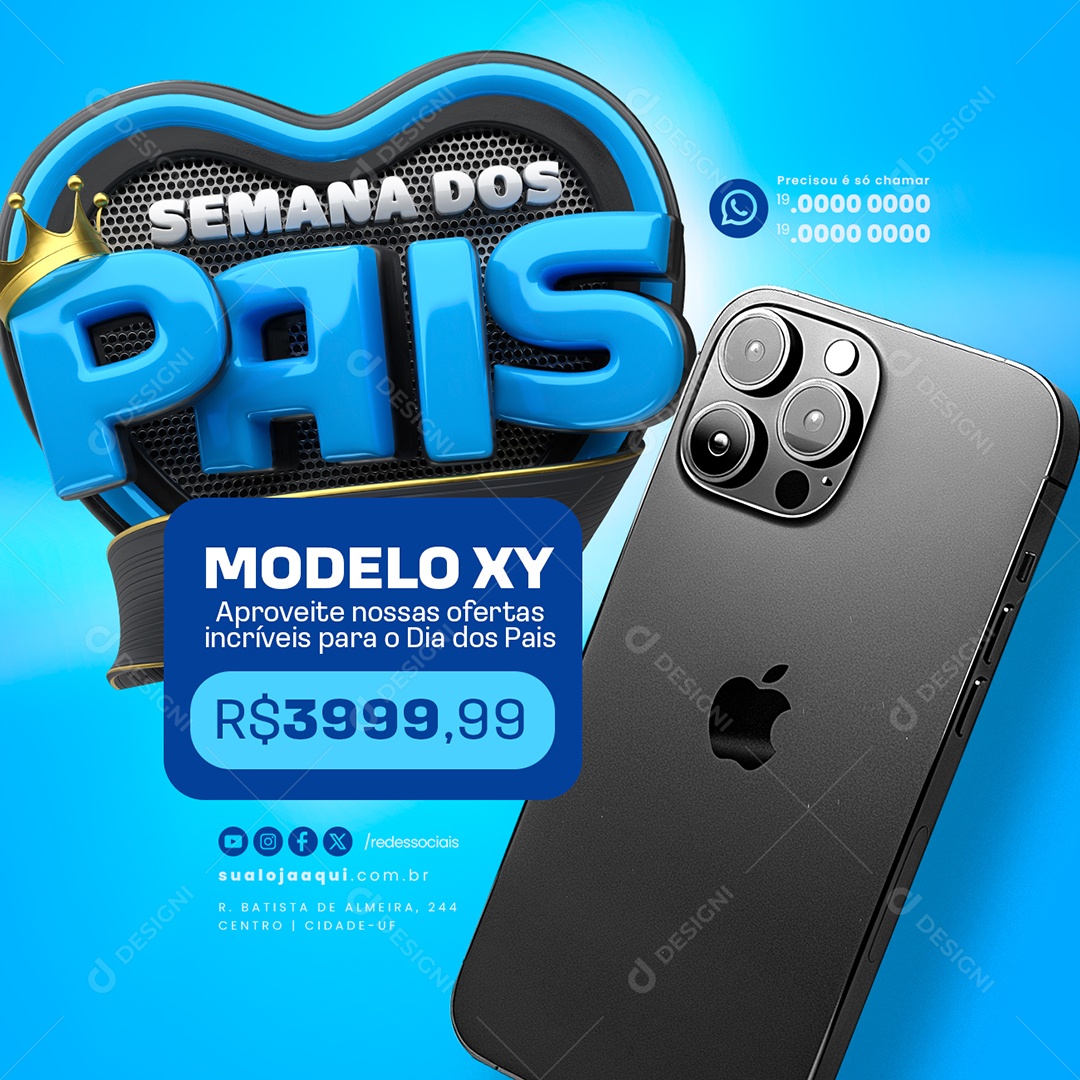 Semana dos Pais Modelo XY Aproveite nossas Ofertas Social Media PSD Editável