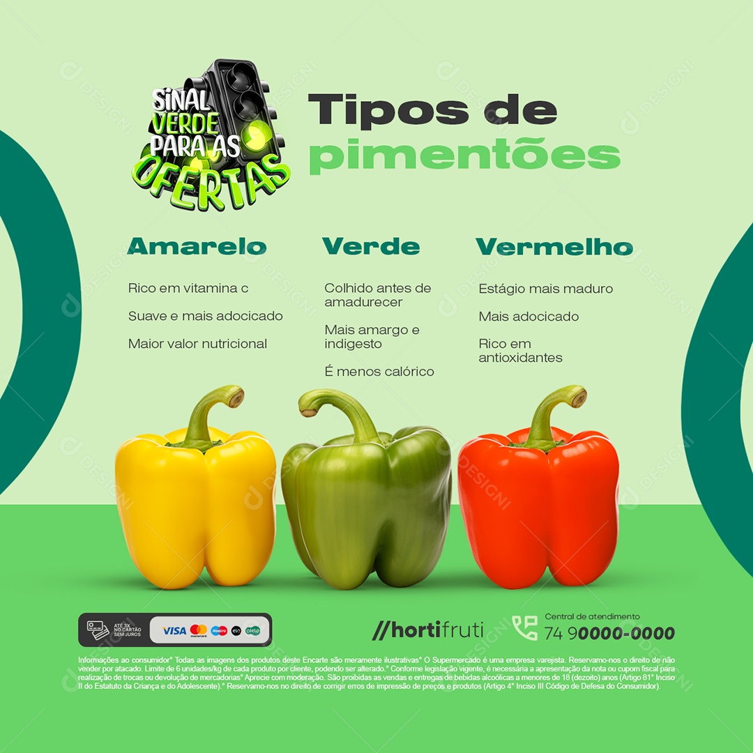 Sinal Verde para as Ofertas Tipos de Pimentões Social Media PSD Editável