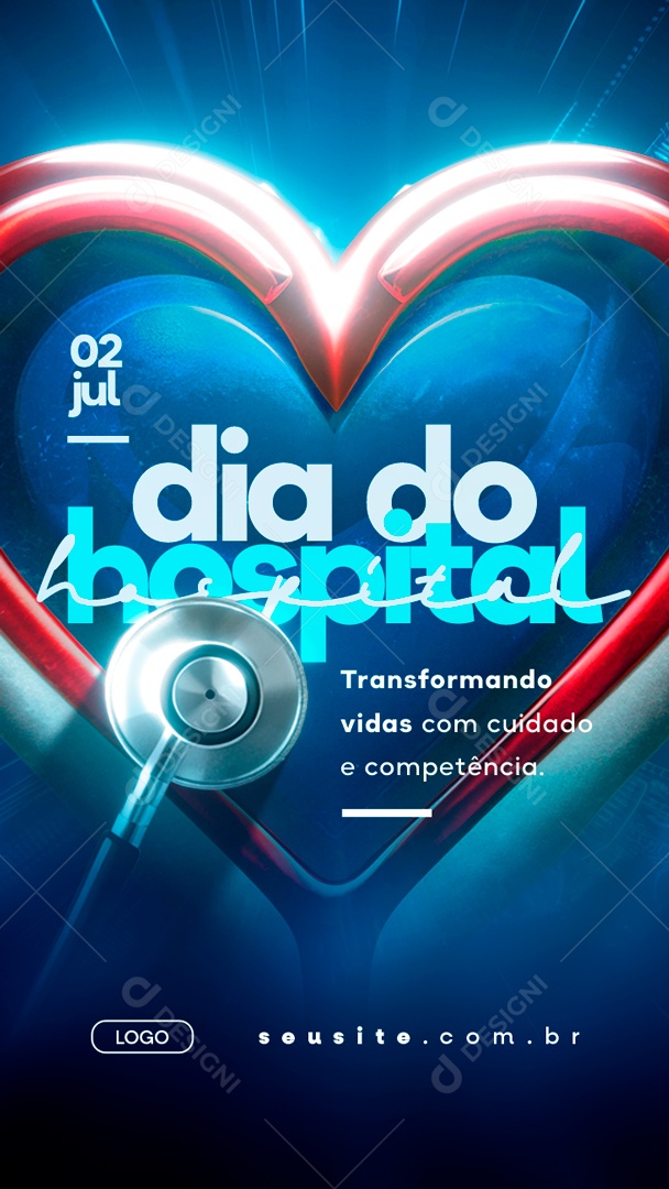 Story Dia do Hospital 02 de Julho Transformando Vidas com Cuidado Social Media PSD Editável