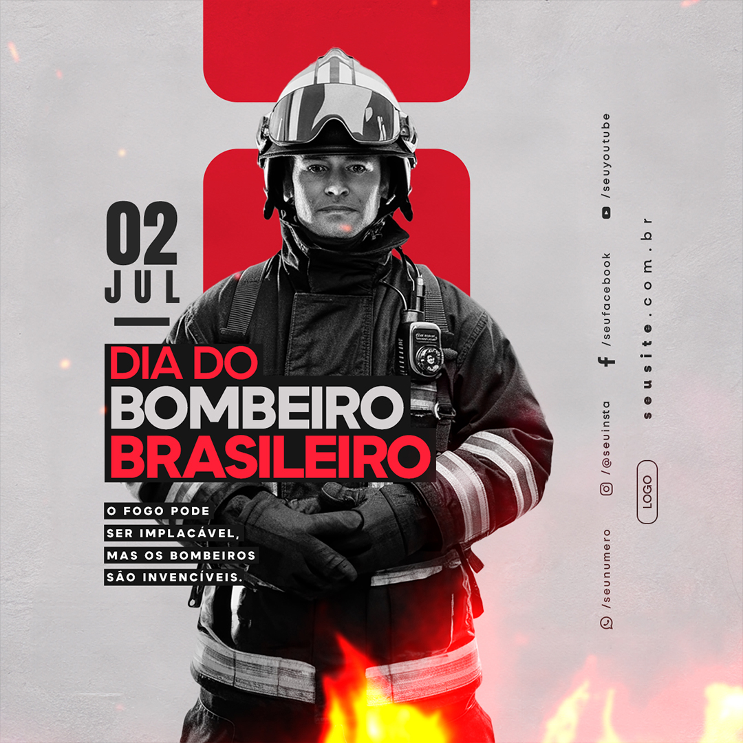 Motion Dia do Bombeiro Brasileiro 02 Julho o Fogo pode ser Implacavel After Effects Editável