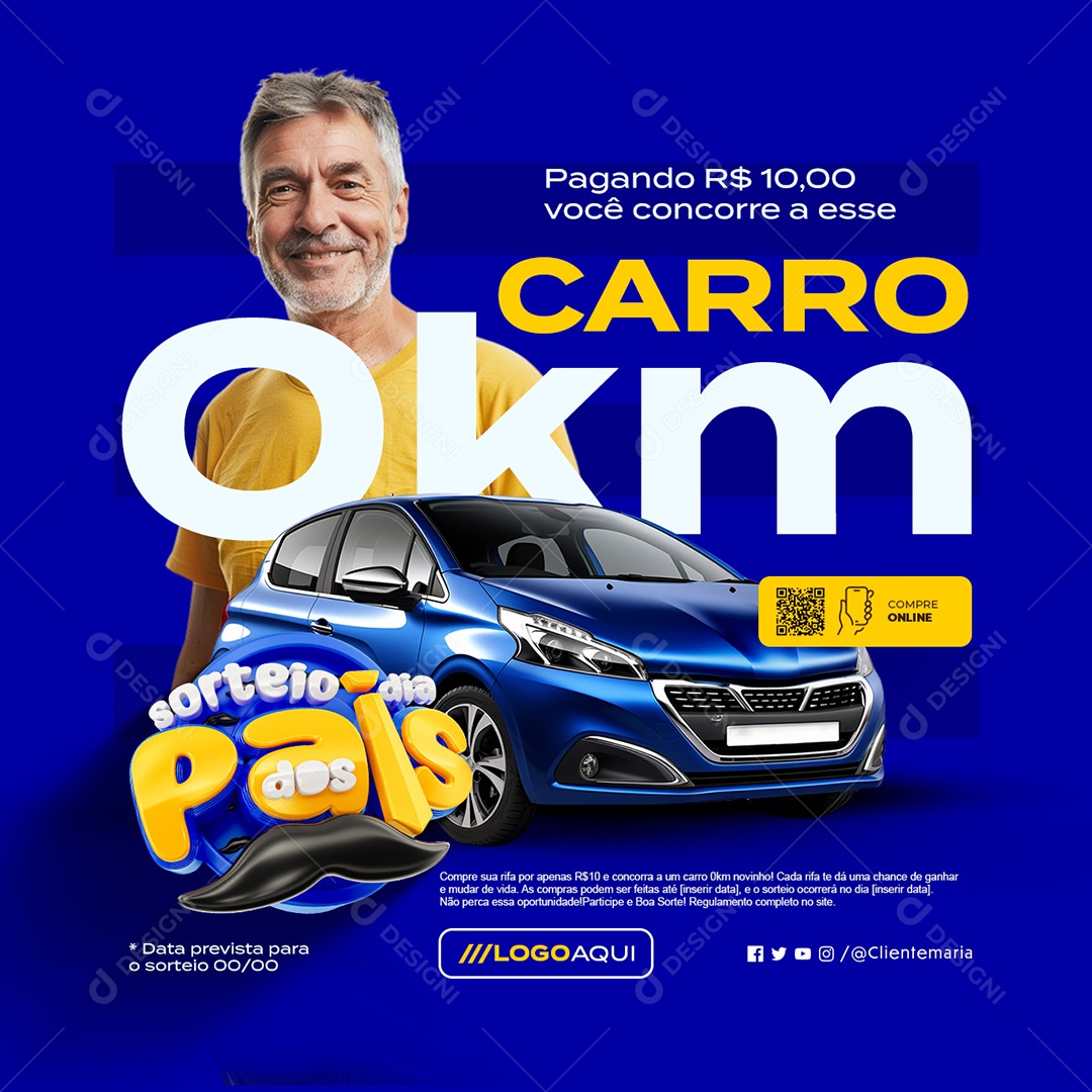 Sorteio Dia dos Pais Carro 0KM Social Media PSD Editável