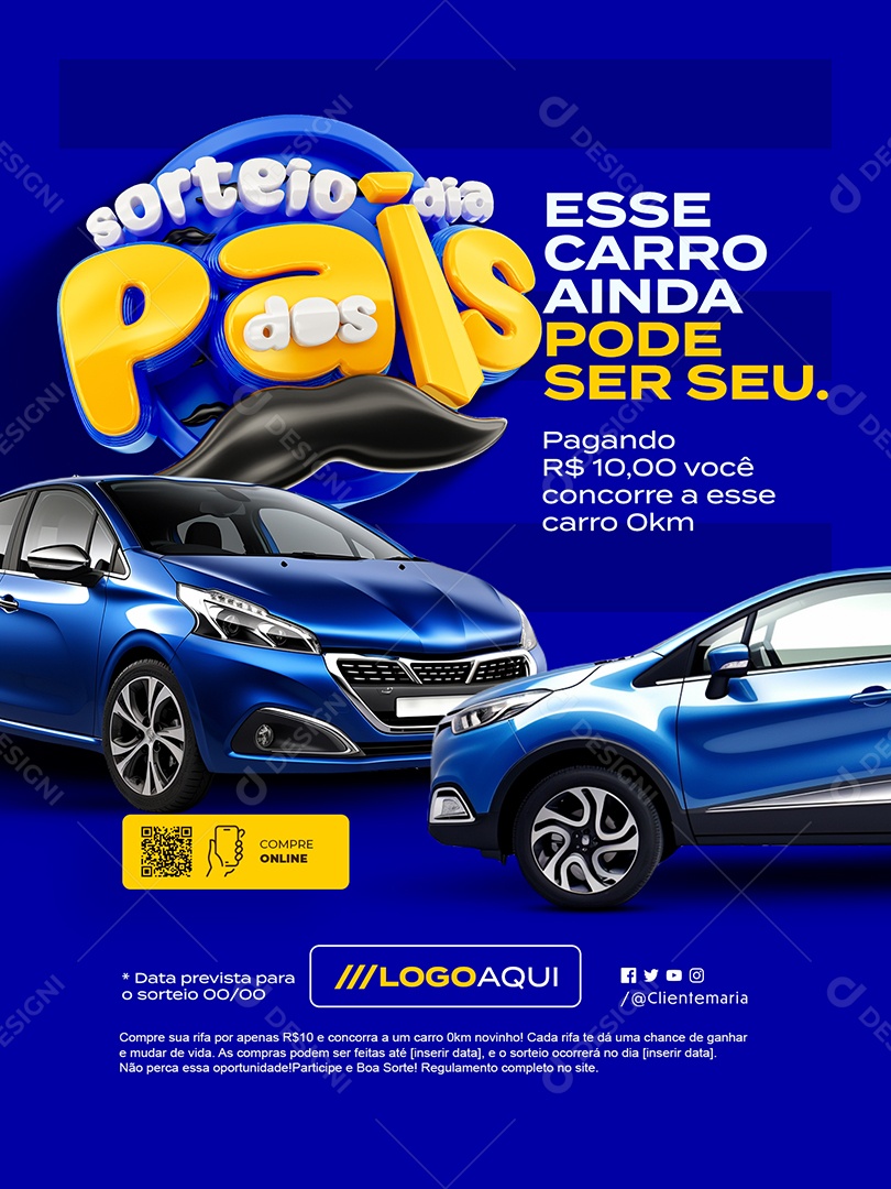 Sorteio Dia dos Pais esse Carro Ainda Pode ser Eu Social Media PSD Editável