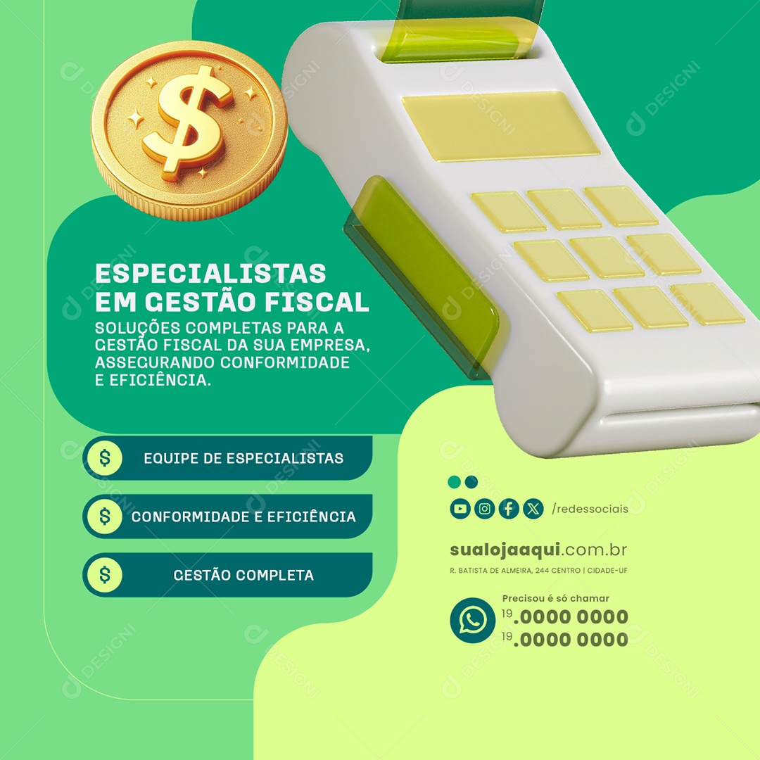 Especialistas em Gestão Fiscal Social Media PSD Editável