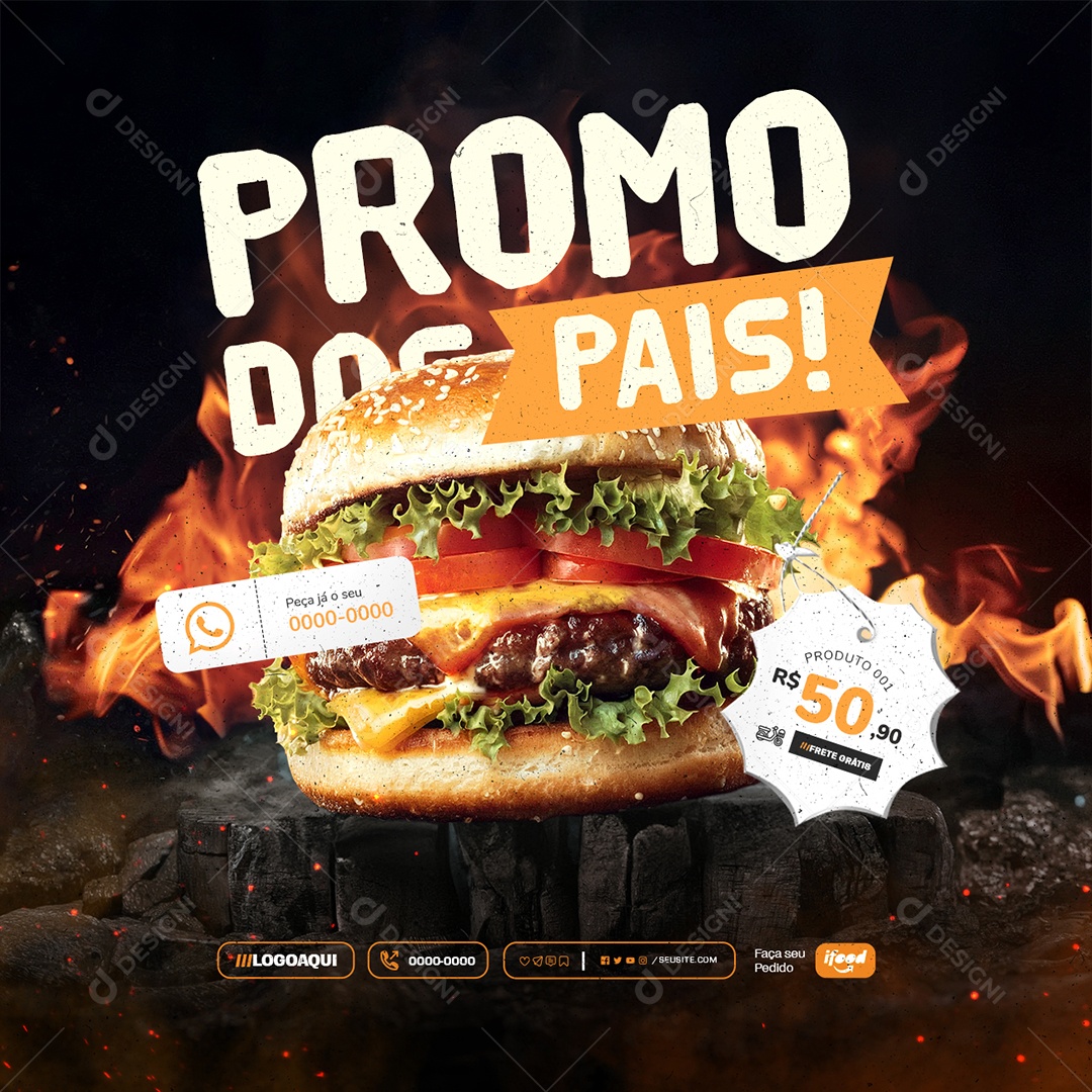 Promo dos Pais Desconto Frete Grátis Social Media PSD Editável