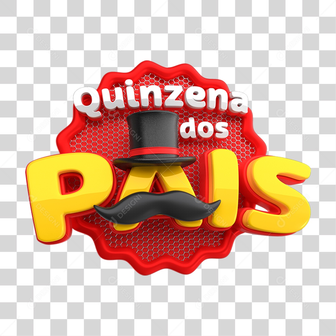 Selo 3D Quinzena dos Pais PNG Transparente