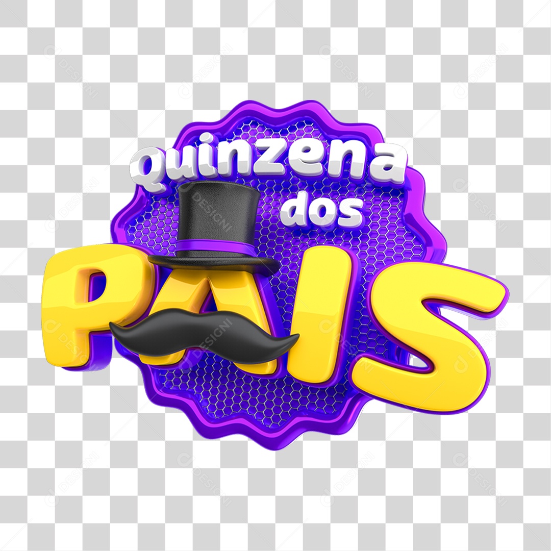 Selo 3D Quinzena dos Pais PNG Transparente