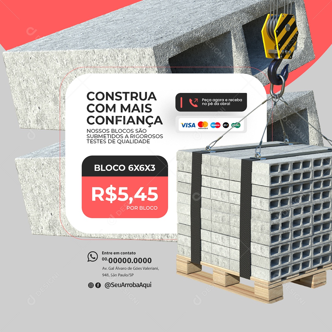 Construa com mais Confiança Social Media PSD Editável