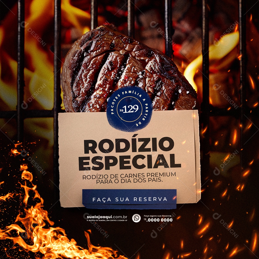 Rodízio Escpecial de Carnes Social Media PSD Editável