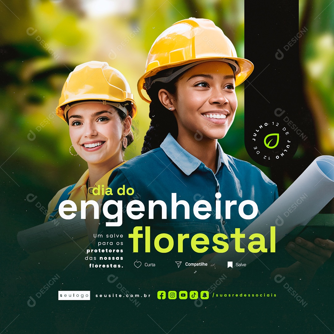 Dia do Engenheiro Florestal 12 de Julho Protetores Florestais Social Media PSD Editável